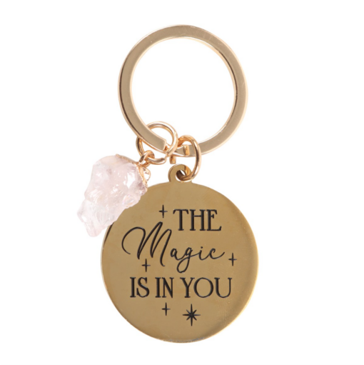 The Magic Is In You Rose Quartz Crystal Keyring - Image 2