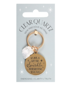 Leave A Little Sparkle Clear Quartz crystal keyring