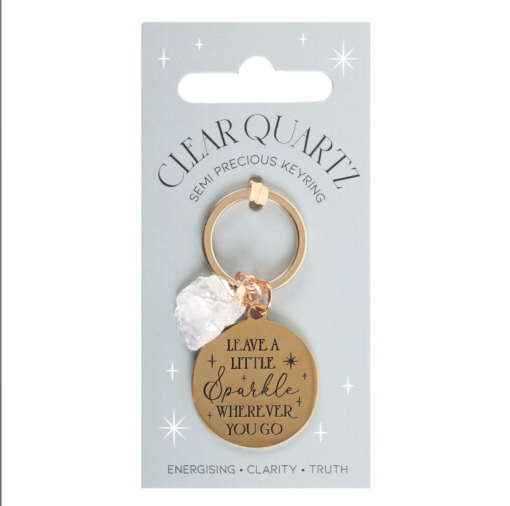 Leave A Little Sparkle Clear Quartz crystal keyring