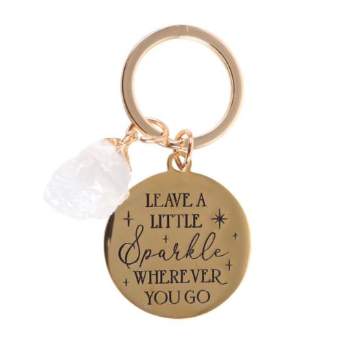 Leave A Little Sparkle Clear Quartz crystal keyring