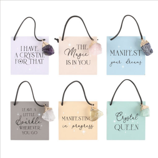 Leave A Little Sparkle Wherever You Go with raw Clear Quartz charm hanging sign