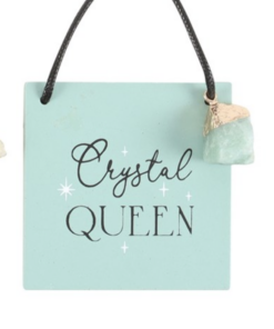 Crystal Queen With Raw Green Aventurine Charm Hanging Sign