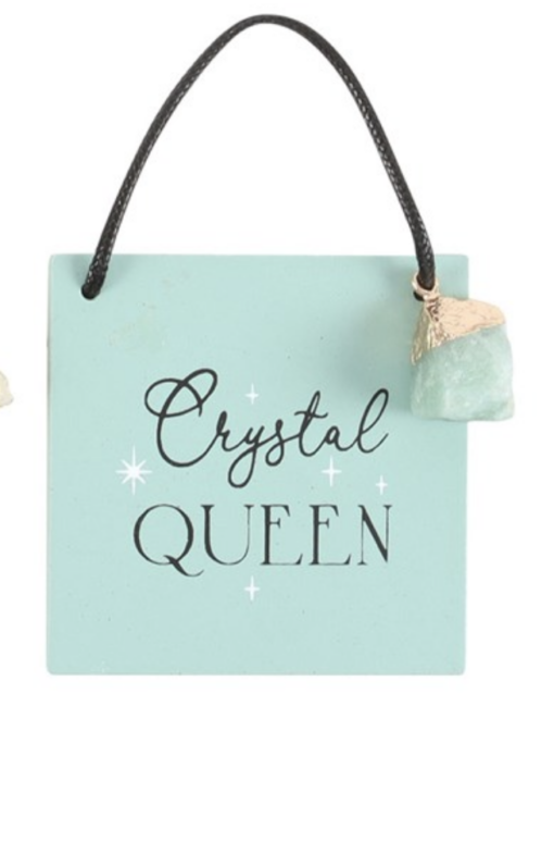 Crystal Queen With Raw Green Aventurine Charm Hanging Sign