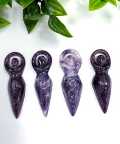 Lepidolite goddess carving