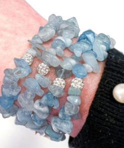 Aquamarine and Rhinestone Chip Bracelet