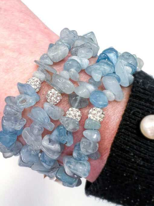 Aquamarine and Rhinestone Chip Bracelet