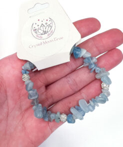 Aquamarine and Rhinestone Chip Bracelet