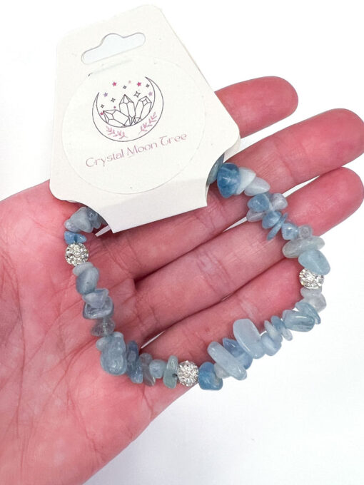 Aquamarine and Rhinestone Chip Bracelet