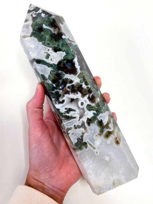 Large Moss Agate tower