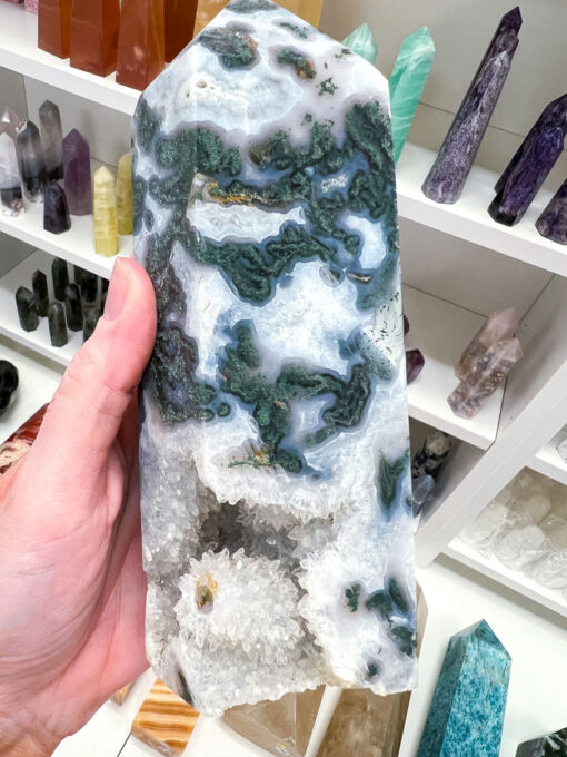 Large Moss Agate tower