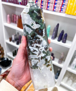 Large Moss Agate tower