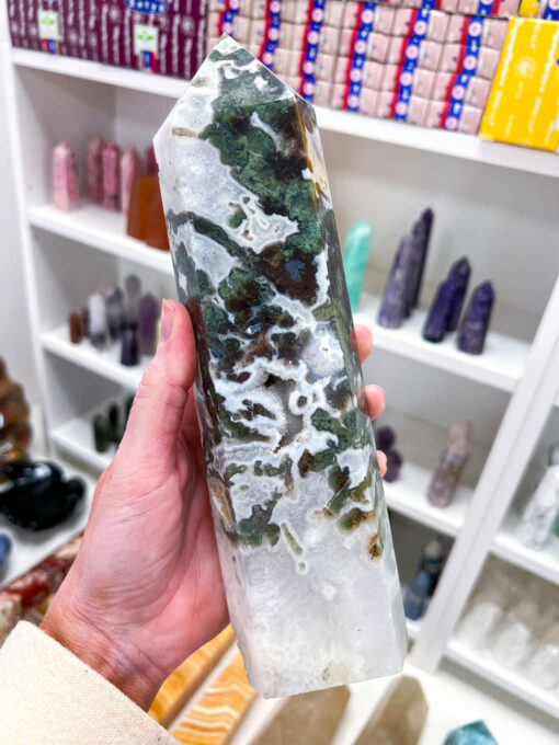 Large Moss Agate tower