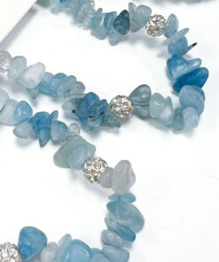 Aquamarine and Rhinestone Chip Bracelet