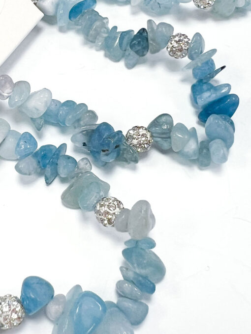 Aquamarine and Rhinestone Chip Bracelet