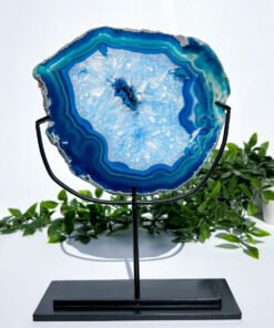 Large Dyed Blue Agate On A Stand