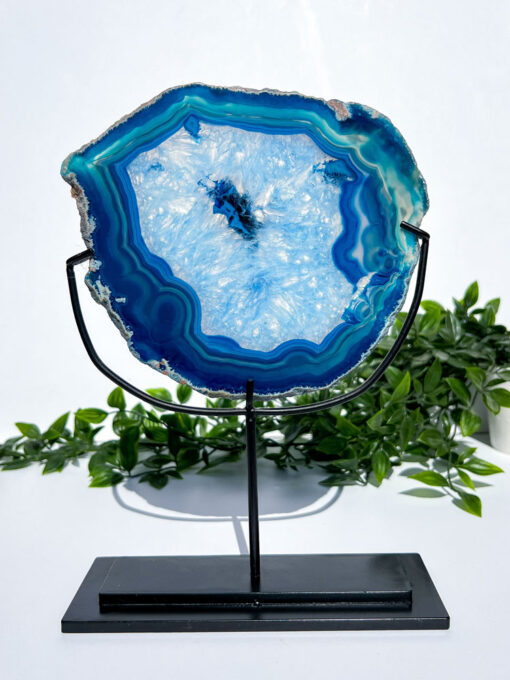 Large Dyed Blue Agate On A Stand