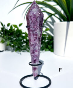 Lepidolite With Mica Wand on a stand