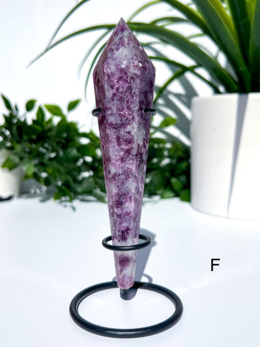 Lepidolite With Mica Wand on a stand