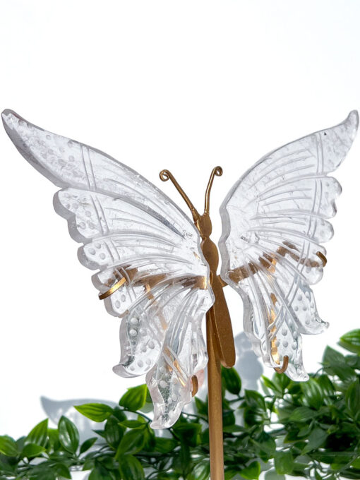 Clear Quartz Butterfly on a stand carving