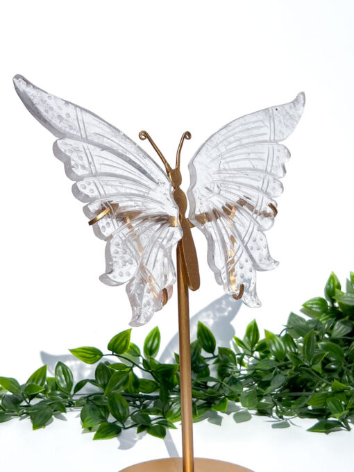 Clear Quartz Butterfly on a stand carving