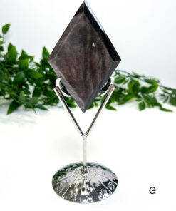 Silver Sheen Obsidian Diamond On A Stand