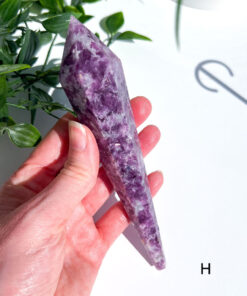 Lepidolite With Mica Wand on a stand