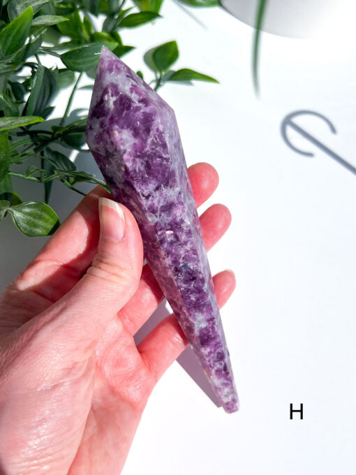 Lepidolite With Mica Wand on a stand