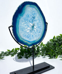 Large Dyed Blue Agate On A Stand