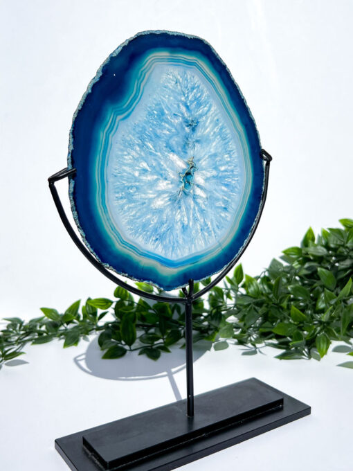 Large Dyed Blue Agate On A Stand