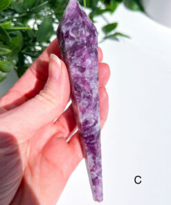 Lepidolite With Mica Wand on a stand