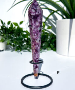 Lepidolite With Mica Wand on a stand