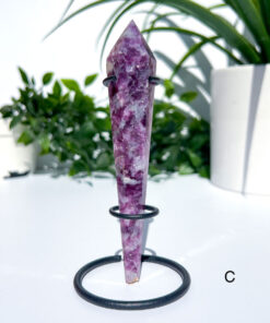 Lepidolite With Mica Wand on a stand