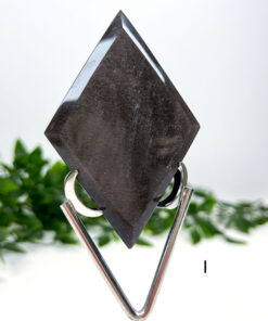 Silver Sheen Obsidian Diamond On A Stand