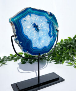 Large Dyed Blue Agate On A Stand