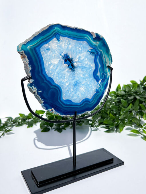 Large Dyed Blue Agate On A Stand