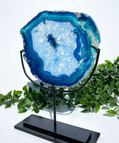 Large Dyed Blue Agate On A Stand