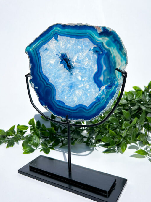 Large Dyed Blue Agate On A Stand