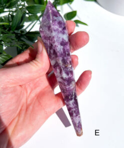 Lepidolite With Mica Wand on a stand