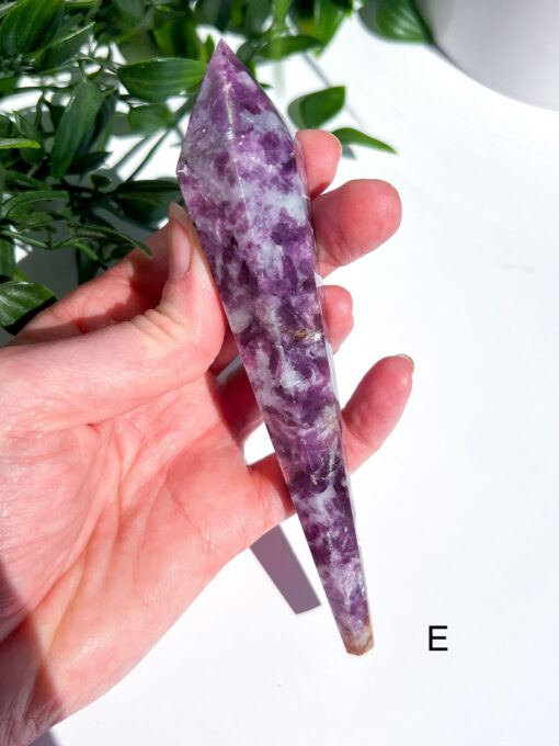 Lepidolite With Mica Wand on a stand