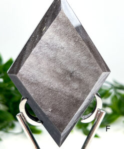 Silver Sheen Obsidian Diamond On A Stand