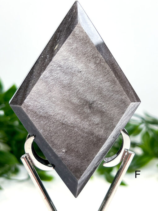 Silver Sheen Obsidian Diamond On A Stand