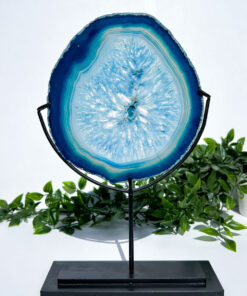 Large Dyed Blue Agate On A Stand