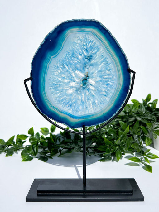 Large Dyed Blue Agate On A Stand