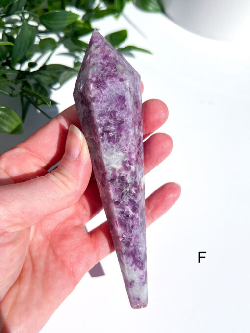 Lepidolite With Mica Wand on a stand