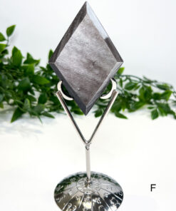 Silver Sheen Obsidian Diamond On A Stand