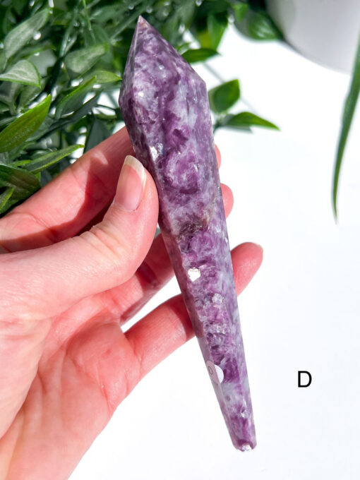 Lepidolite With Mica Wand on a stand