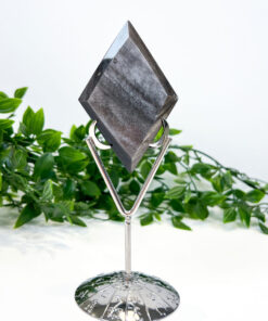 Silver Sheen Obsidian Diamond On A Stand