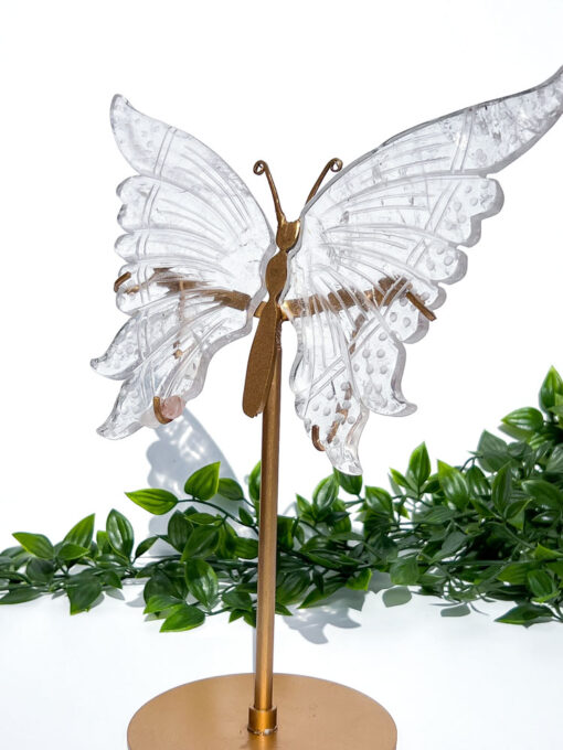 Clear Quartz Butterfly on a stand carving