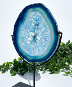 Large Dyed Blue Agate On A Stand