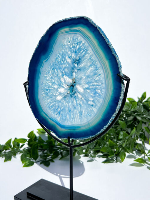 Large Dyed Blue Agate On A Stand